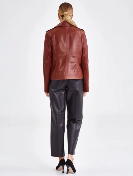 Короткая женская кожаная куртка на пуговицах премиум класса 304н, виски, размер 50, артикул 23320-5