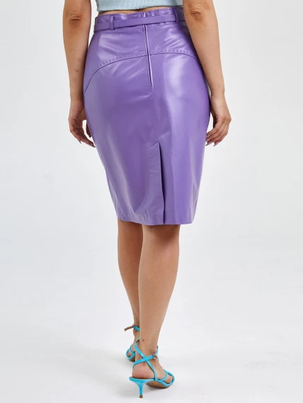 Кожаная юбка карандаш из натуральной кожи 02рс, сиреневая, размер 44, артикул 85600-2