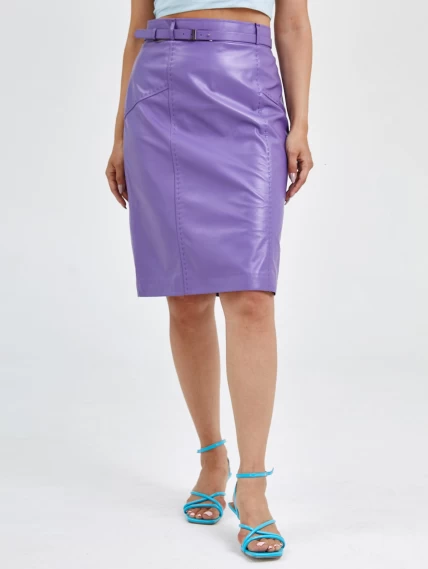 Кожаная юбка карандаш из натуральной кожи 02рс, сиреневая, размер 44, артикул 85600-5