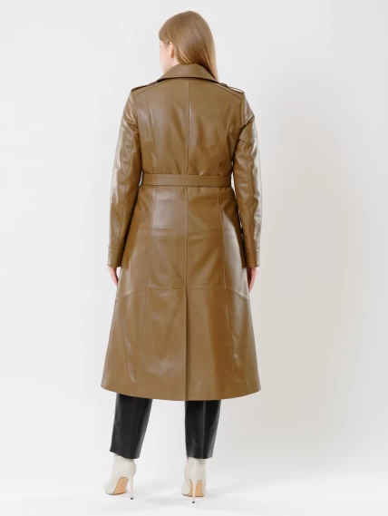 Классическое кожаное женское пальто с поясом премиум класса 3010, серо-коричневое, размер 46, артикул 25620-4