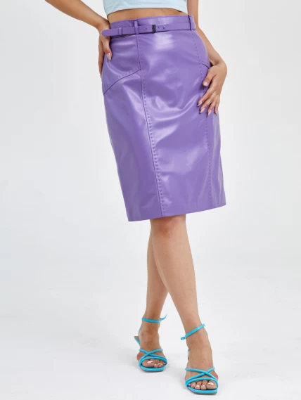 Кожаная юбка карандаш из натуральной кожи 02рс, сиреневая, размер 44, артикул 85600-1