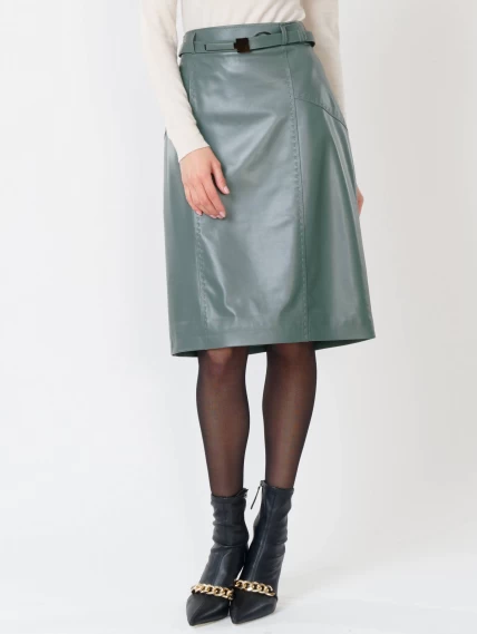Кожаная юбка карандаш из натуральной кожи 02рс, оливковая, размер 44, артикул 85330-6