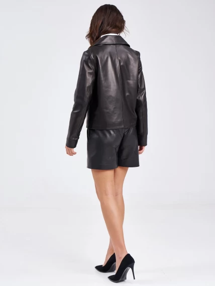 Короткая женская кожаная куртка косуха премиум класса 3032, черная, размер 44, артикул 23240-5