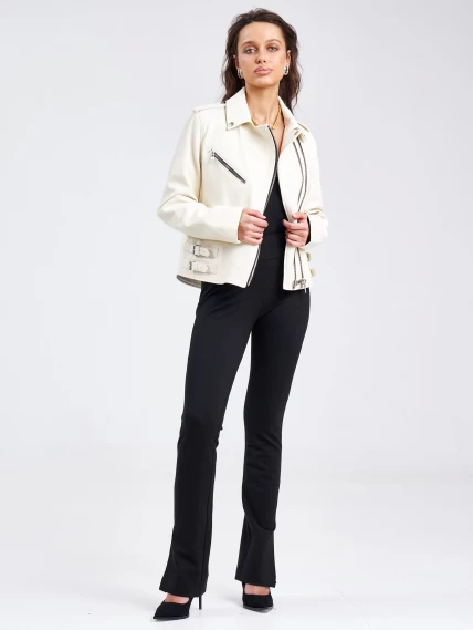 Кожаная женская куртка косуха премиум класса 3036, белая, размер 46, артикул 23170-6