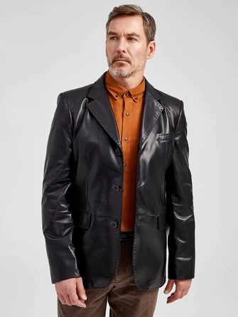 Мужской кожаный пиджак на ручном стежке премиум класса 543-0